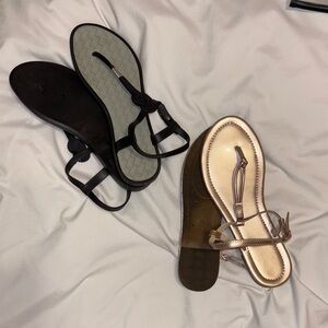 SHEIN Black and Gold Sandals